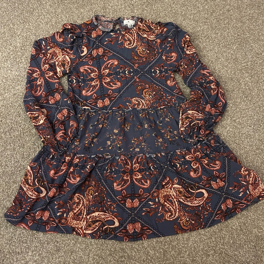 True Craft Navy and Rust Paisley Kids Dress